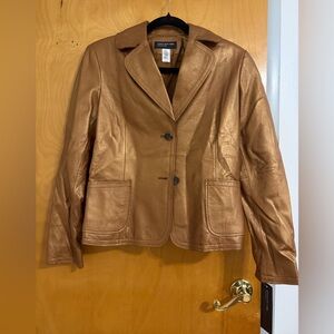 Jones New York Women's Brown Leather Blazer